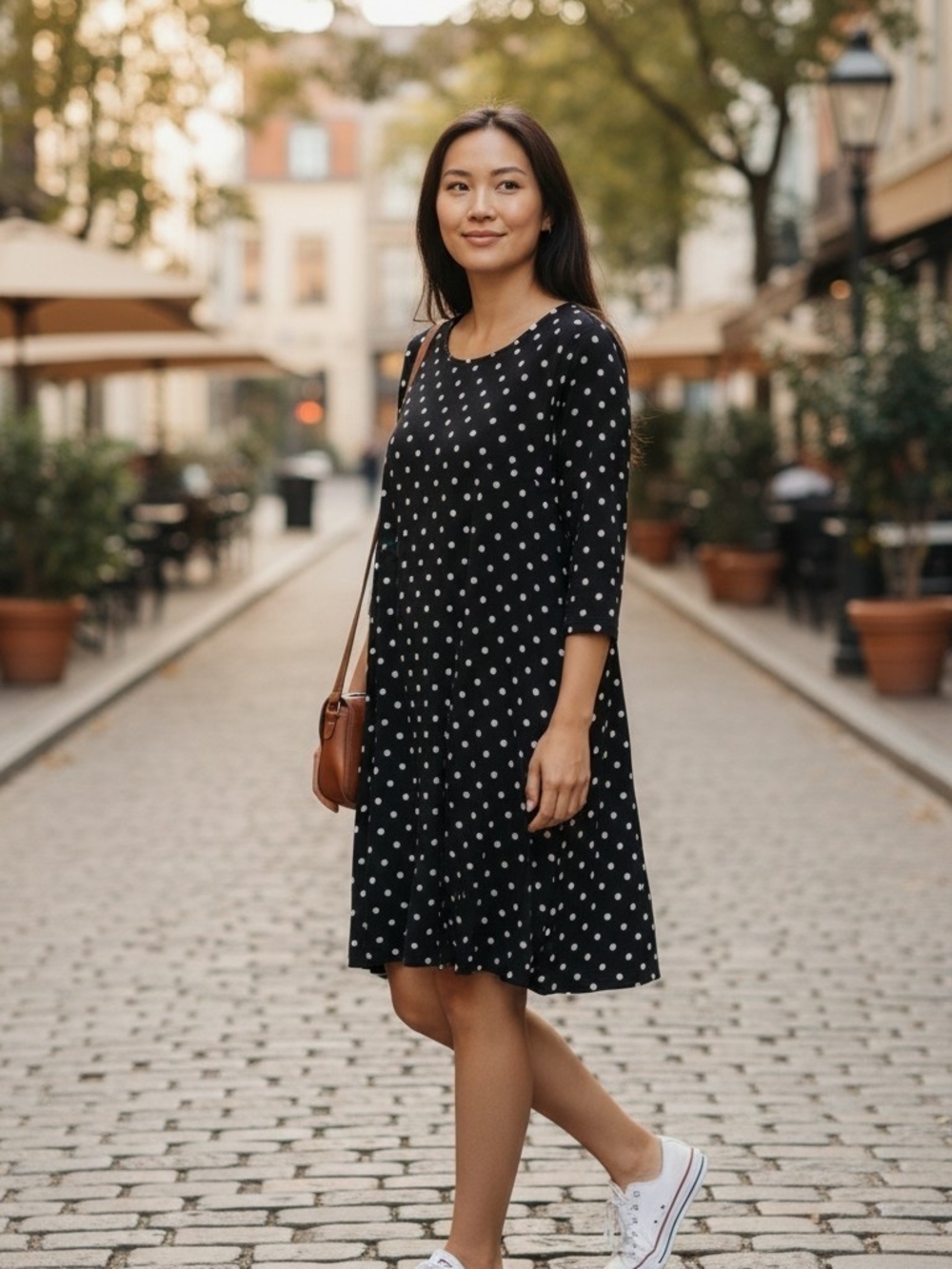 #19 Nina Leonard Polka Dot Midi Dress